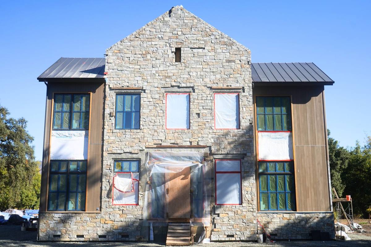 Siding, trim and stone — the fire-resistant envelope.